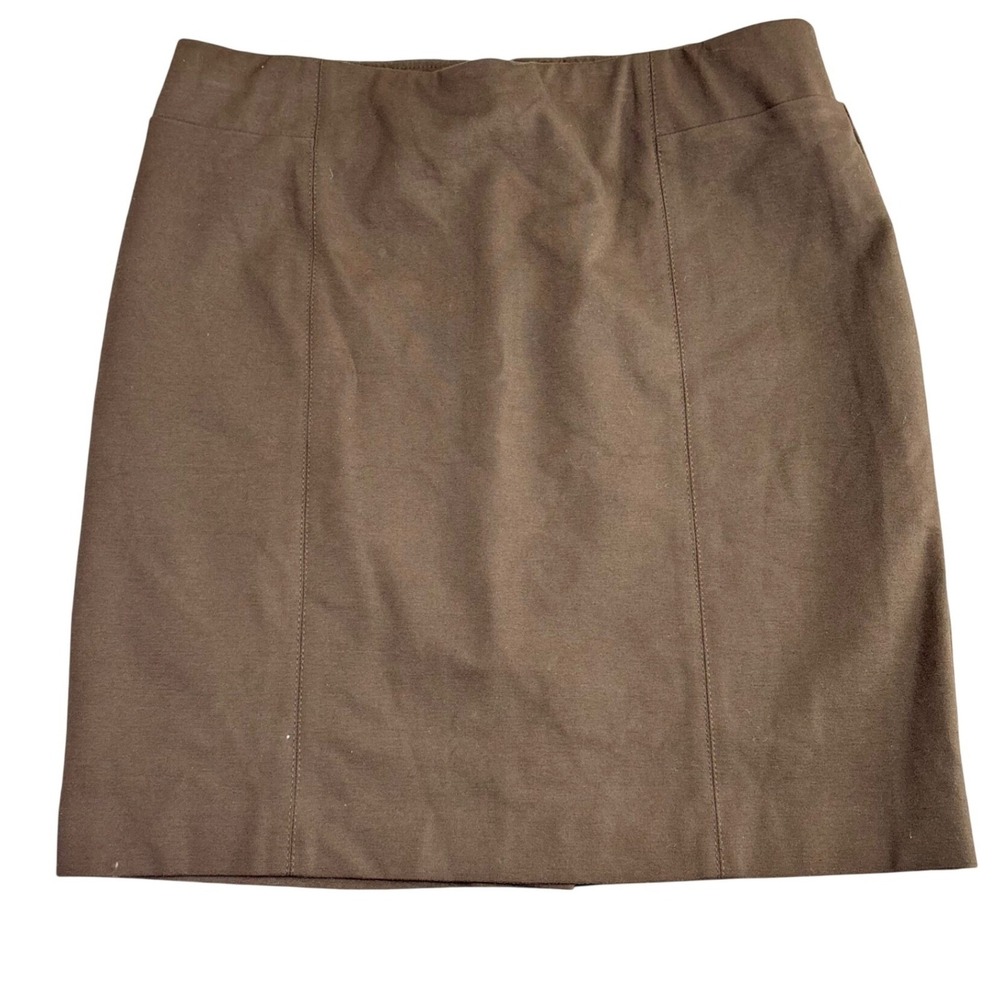 J. Jill Womens MP Brown Ponte Pencil Skirt Stretch Career Casual Professional